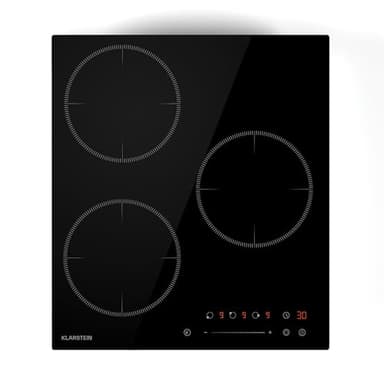 Klarstein Delicatessa Induktionskochfeld - 3-Zonen Einbau-Induktionskochplatte, 6600W mit Boostern, Slider Touch Control, Timer & Kindersicherung, Schwarzes Glaskeramik, Kompaktes 45cm Design