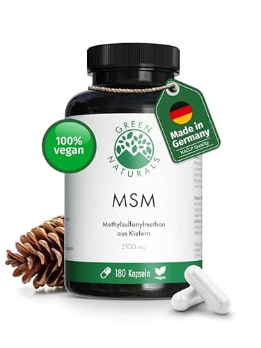 MSM Kapseln 2100 mg - Hochdosiertes Methylsulfonylmethan aus Kiefern - 2 Monatsvorrat (180 Kapseln) - Apothekenqualität - vegan & allergenfrei - Green Naturals®