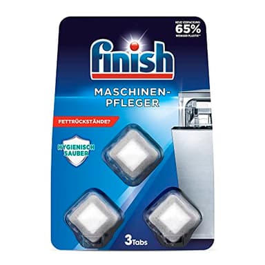 Finish Maschinenpfleger Tabs – Spülmaschinentabs gegen Schmutz und Fett im Inneren der Spülmaschine – 1 x 3 Geschirrspülreiniger Tabs
