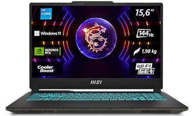 MSI Cyborg 15 Gaming Laptop, 15,6" Full HD 144Hz, Intel Core i5-13420H, NVIDIA GeForce RTX 4050, 16GB DDR5, 512GB SSD, Windows 11 Home, QWERTZ Tastatur, A13VE-863, Schwarz/transparent
