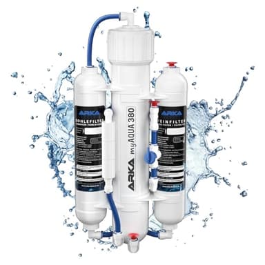 Osmoseanlage Aquarium 380 l/Tag – ARKA myAQUA 380 Umkehrosmoseanlage Komplett-Set – entfernt 99 % Schadstoffe, Salze & Bakterien – Wasserfilter & Enthärtungsanlage – für Haushalt & Aquarium