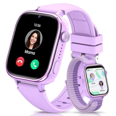 SWGOTA Smartwatch Kinder mit Telefon und GPS, 1.83" Kinderuhr Videoanrufe/Voice Chat/SOS/Schulmodus/SMS/SIM/Wecker, IP68 Kinder Smartwatch mit Schrittzähler Schlafen, Geschenk für Mädchen Junge, Lila