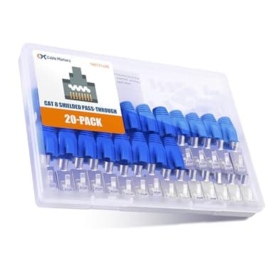 Cable Matters 20er-Pack 23-24AWG Netzwerkstecker Cat8 Cat7 Cat6A Pass Through (RJ45 Stecker/Durchgangsstecker RJ45 Cat 8) - NICHT kompatibel mit 22AWG-Kabel