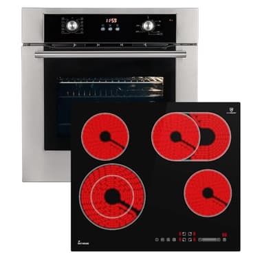 KKT KOLBE Autarkes Herdset | 60cm Einbaubackofen BO8810SS | 59cm Kochfeld CH5901RL | Grill | Heißluft | Teleskopauszüge | Automatik-Timer | Wärmeschutzverglasung | Kindersicherung | SET8810CH59RL