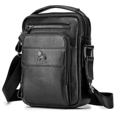 BAIGIO Leder Umhängetasche Herren Schultertasche Vintage Männer Tasche Crossbody Bag Herrentasche zum Umhängen Ledertasche mit Verstellbarem Gurt für Business Arbeit Reise