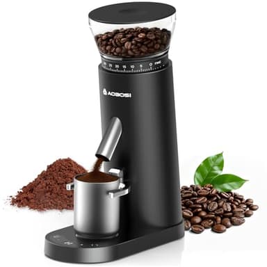 AAOBOSI Kaffeemühle Elektrisch, Kaffeemühle Siebträger mit 60 Mahlgrad Einstellbar, Kaffeemühle Kegelmahlwerk Tragbar Wiederaufladbar für Espresso/Mocca/Drip/Pour Over/Cold Brew/French Press
