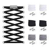 Widamin 6 Paar elastische Schnürsenkel mit Metallverschluss No Tie Shoelaces, Faule Schnürsenkel Ohne Binden für Kinder und Erwachsene(Schwarz+Weiß+Grau)