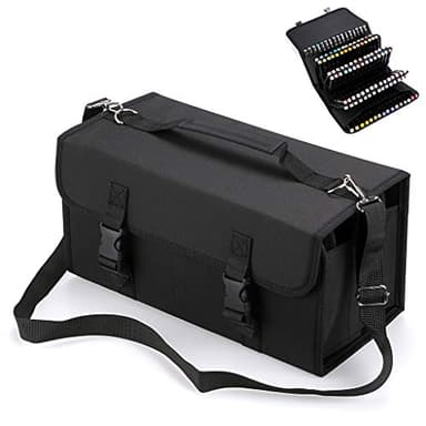 BTSKY 120 Schlitze mehrschichtiges Segeltuch Markierungsfall for Primascolor-Stifte und Copic-Sketch-Stifte, Lippenstift-Organizer, Schwarz