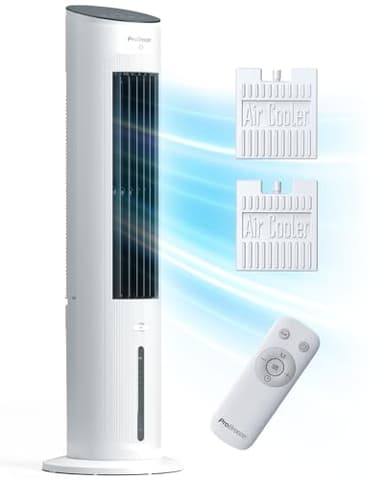 Pro Breeze OmniAir 5L Mobiler Luftkühler - Turmventilator mit Fernbedienung, 3 Gebläsestufen, 4 Modi, Auto 75° Oszillation, 7-Stunden-Timer - Klimagerät mobil ohne Abluftschlauch für Zuhause & Büro