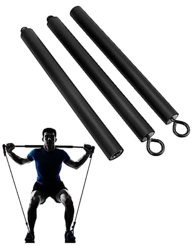 QWORK® Tragbar Widerstandsbänder Stange Pilates Bar für Zuhause und Fitnessstudio - 108 cm - Max. Belastung 360kg (Abnehmbarer Stick x3)