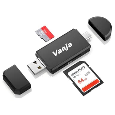 Vanja SD Kartenleser, 3-in-1 High-Speed Micro SD Karten Adapter für SD, SDHC, SDXC, MicroSD | Kompatibel mit iPhone 16/15, MacBook Pro/Air, iPad Pro, Smartphone (USB Type A & Type C, Micro-USB)