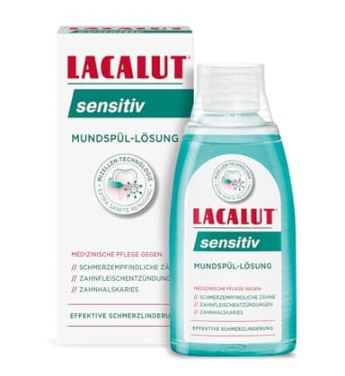Lacalut Sensitiv Mundspül-Lösung 300ml - Medizinisches Mundwasser Antibakteriell Ohne Alkohol - Effektive Schmerzlinderung für schmerzempfindliche Zähne & Zahnfleischentzündungen