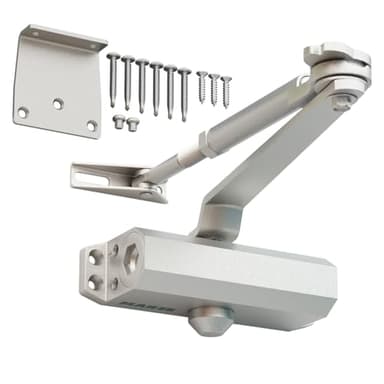 MARIE Türschließer Automatischer - Residential & Kommerziell Haustür - Obentürschließer Hydraulischer für Innentür & Außentür 25-65 kg - EN1634/EN1154 (Mit Feststellfunktion, Silber)