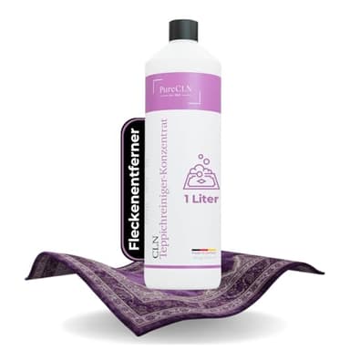 PureCLN Polster- & Teppichreiniger Konzentrat 1L, mit Fleckenlöser & Farbauffrischer – Teppichreiniger-Mittel für hartnäckigen Schmutz, Rotwein und Urin - maschinell & manuell anwendbar