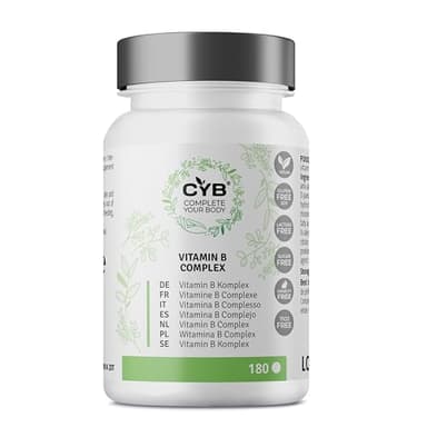 Vitamin B-Komplex hochdosiert – Alle 8 B-Vitamine – Trägt zum Energiestoffwechsel, Nervensystem und zur Verringerung von Müdigkeit und Erschöpfung bei – 180 Tabletten – B1, B2, B3, B5, B7, B9, B12