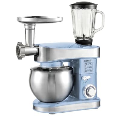 KB ELEMENTS 3-in-1 Küchenmaschine - Multifunktions Küchenmaschine - Knetmaschine - 7,5 Liter 2000W - Mit Fleischwolf, Mit Pasta set, 1,5L Mixer (Blau)