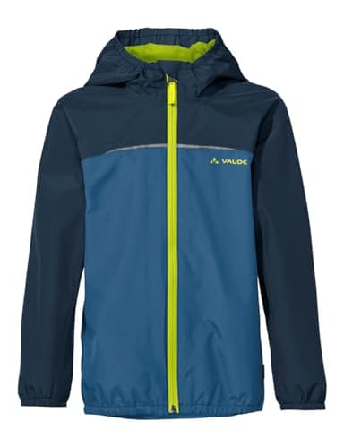 VAUDE Regenjacke Kinder Turaco III in Blau – wasser- & winddichte Outdoor-Jacke für Kinder, atmungsaktiver Kinder Windbreaker mit Kapuze – Größe: 158
