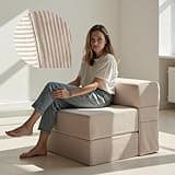 Schlafsessel mit Bettfunktion – Cord Sofa, Schlafsofa 75 cm breit, faltbare Schlafcouch & Gästematratze für 2, klappbares Sofa Bett – Sehr dick 20cm & bequem H3 – Test SEHR GUT Oeko-TEX Klappmatratze