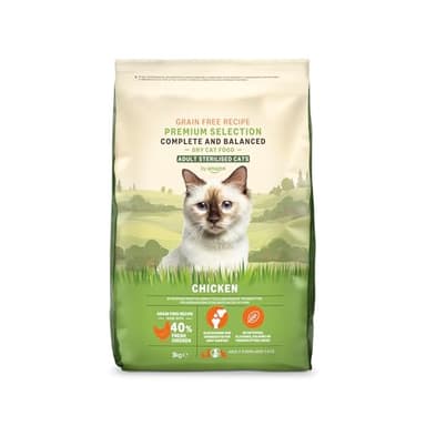 by Amazon Katzenfutter für ausgewachsene sterilisierte Katzen, Fein zubereitetes Trockenfutter mit frischem Huhn, Getreidefreie Rezeptur, 3kg (1-Pack)(Zuvor eine Marke von Lifelong, gleiches Produkt)