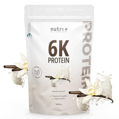 Nutri + Protein Pulver Vanille 1 kg - 78% Eiweiß - Proteinpulver - Proteinshake ohne Laktose + Zucker - 1000 g Eiweißpulver Vanilla Powder