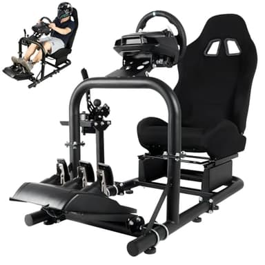 Dardoo G29 Racing Simulator Cockpit mit Sitz Passend für Logitech/Thrustmaster/Fanatec G25 G27 G29 G920 G923 T300RS TX,Base für PS4,PC Lenkradständer ohne Räder und Pedale