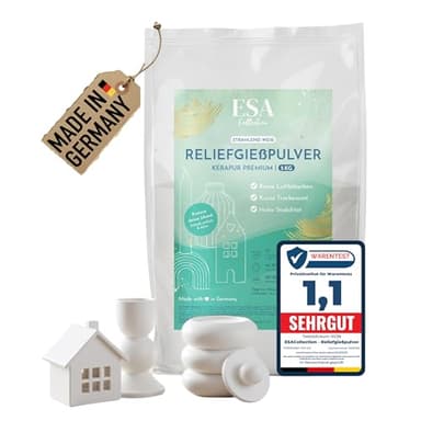 ESACollection Reliefgießpulver 5 KG PREMIUM I Bläschenfreies Gießpulver für DIY-Deko I Gießpulver weiß für Silikonformen, umweltfreundlich & Made in Germany