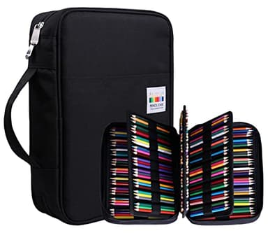 JAKAGO Große Federmäppchen XXL mit 220 Schlitze Stifte Aufbewahrung, Wasserdichtes Stiftetasche für Aquarellstifte & Marker & Gelstifte,Geschenk für Studenten Künstler-Schwarz
