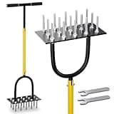 DACKZZM 90CM Rasenlüfter 5CM Massiven Tine Vormontierte Aerifizierer für Rasen mit Rutschfester T-Griff Rasenbelüfter Manuell für Hof
