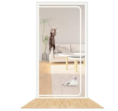 rackbone katzengitter balkontür, Verdickte Katzenschutzgitter für Wohnzimmer, Schlafzimmer, Küche, Terrasse, Hund Katze Gittertür mit Reißverschluss… (Geeignet für Türgröße: 90 cm x 200 cm)