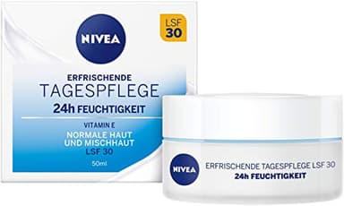 NIVEA Essentials Tagespflege 24h Feuchtigkeit + Frische, Feuchtigkeitscreme mit LSF 30, Tagescreme für normale & Mischhaut, 50 ml