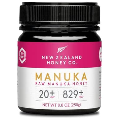 New Zealand Honey Co. Manuka Honig MGO 829+ / UMF 20+ | Aktiv und Roh - Hergestellt in Neuseeland - Zertifiziertem Methylglyoxal Gehalt - 250g - Raw Honey - Rohhonig