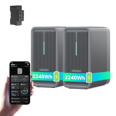 Marstek B2500 Balkonkraftwerk mit Speicher & Intelligenter Zähler: 0% MwSt, 4480Wh LiFePO4 Solarbank Speicher, 2 MPPTs, 1600W Max. PV Solareingang & 800W DC-Ausgang, App-Steuerung, IP65, Plug&Play