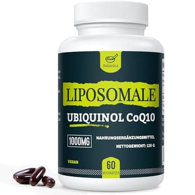 Liposomale Ubiquinol CoQ10 1000 mg – Hochdosiertes veganes Coenzym Q10 mit Phosphatidylcholin für optimale Aufnahme – Premium Nahrungsergänzung – 60 Weichkapseln (60 stück (1er Pack))