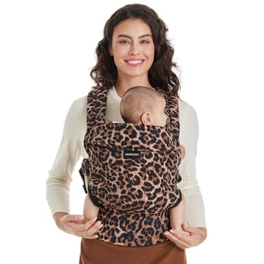 Momcozy Babytrage – Baby Carrier für Kleinkind (3-24 Mmonate) · Ohne Einsätze · Ergonomische M-Trage · X-Rücken · Leicht & Luftdurchlässig, Leopard