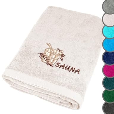 Lashuma Frottee Saunahandtuch 100x200 cm für Damen und Herren, Lillby XXL Premium Saunatuch aus 100% Baumwolle Natur
