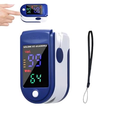 Pulsoximeter Fingeroximeter,Sauerstoffsättigung Messgerät Finger, Blutsauerstoffmessgerät Finger für Erwachsene Kinder,Pulsoximeterfür Zuhause, mit Lanyard