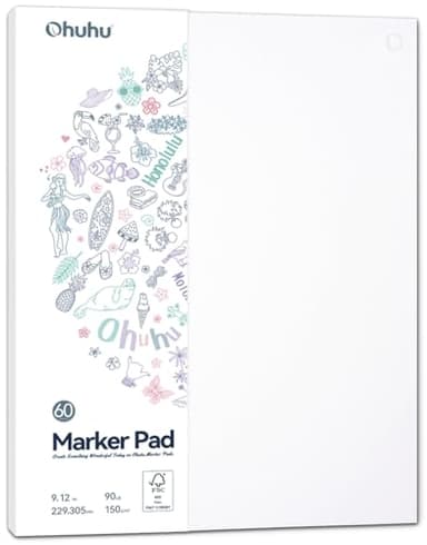 Ohuhu Skizzenbuch A4 - Doppelseitig Durchschlagfestes, 60 Blatt/120 Seiten – 150 g/m² – Spiralgebundenes, Papier Säurefrei, Zeichenbuch A4 zum Aquarell Skizzieren Illustration, 23x30 cm Großformat