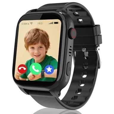 4G Smartwatch Kinder, IP68 Kinder Smartwatch mit GPS und Telefon, HD Videoanruf, SOS-Anruf, Schulmodus, Spiel, Wecker, SIM, Handy, Smart watch Wasserdicht Kinderuhr Geschenke für Mädchen Jungen, Black