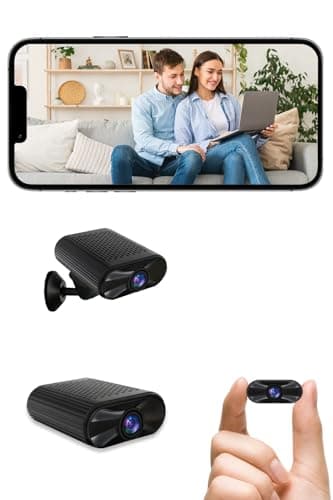 cuoum Mini-Kamera – WLAN Camera mit Live-Übertragung per Handy-App – 4K HD Nachtsicht Kamera mit Bewegungserkennung, Mini Cam mit Akku & Cloud-Speicher (2,4 GHz WLAN)