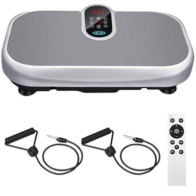 Vibrationsplatte 4D, Rüttelplatte Sport für Zuhause mit Fernbedienung und Widerstandsbändern, Heizfunktion&Bluetooth, 150KG Kapazität Vibrationsboard, 120 Vibrationsstufen