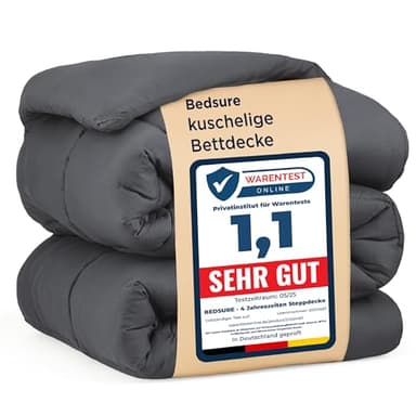 BEDSURE Bettdecke 135x200 Ganzjahresdecke Steppdecke - Bettdecke 135x200cm 4 Jahreszeiten Bettdecken - Oeko-TEX Zertifiziert 300GSM Grau, Weiche Warm Duvet Schlafdecke für Allergiker