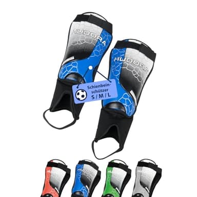 HUDORA Schienbeinschützer mit Knöchelschutz - Bequeme Schienbeinschoner mit Schaumstoff - Fußball Schienbeinschoner mit Knöchelprotektoren in Größe S/M/L - Fußballausrüstung Kinder & Jugendliche
