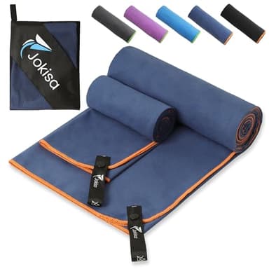 Jokisa 2 Stück Mikrofaser Handtuch Set (180x90cm Badetuch Groß+100x50cm Sporthandtuch),Schnell Trocknend und Kein Sand Strandhandtuch, Microfaser Handtücher für Fitness, Strand