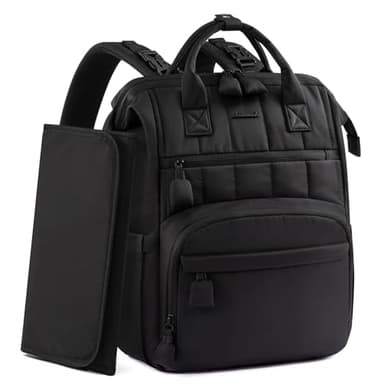 LOVEVOOK Wickelrucksack Groß, Baby Wickeltasche Rucksack Diaper Bag mit Wickelunterlage, Wasserabweisend Babytasche Mommy Wickeltasche Organizer mit Kinderwagengurten für Mama und Papa, Schwarz