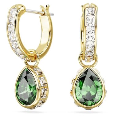 Swarovski Chroma Hängeohrringe, Grüne und Vergoldete Ohrhänger mit Strahlenden Swarovski Kristallen
