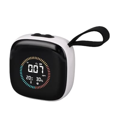 YWBL-WH 3-in-1-O3-Messgerät, Tragbarer Ozontester mit Temperatur- und Feuchtigkeitsmonitor, 0–50 PPM, LCD-Display, Wiederaufladbar, für Zuhause, Reisen, Camping und Prüfung der