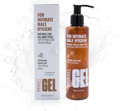 MYHIXEL Intim Waschgel Männer – Sanftes Intim Duschgel für Männer ohne Sulfate, pH-hautneutral, für empfindliche Haut – 200 ml