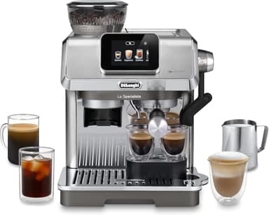 De’Longhi La Specialista Touch - Perfetto Siebträgermaschine Espressomaschine mit Mahlwerk, 10 Getränke, Cold Brew, automatische und manuelle Milchaufschäumung, Touchscreen, Metall (EC9455.M)