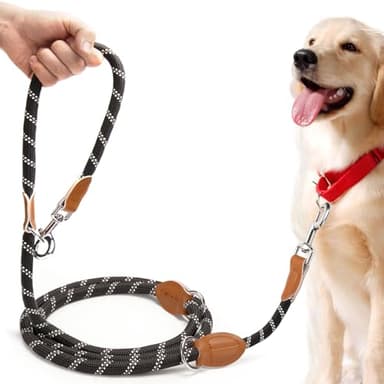 PETCOOZ Hundeleine 3 M Verstellbare Schleppleine für Mittel- & Großhunde(15-60kg), Reflektierende Freihandleine mit 2 Karabiner, Doppelleine aus Robustem Nylon, 200 kg Extreme Kraft