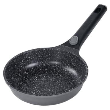 STONELINE SMART Bratpfanne 20 cm, kleine Pfanne Aluguss, Abnehmbarem Griff, Pfanne Induktion, Alle Herdarten, Antihaftbeschichtet mit echten Steinpartikeln, Grau